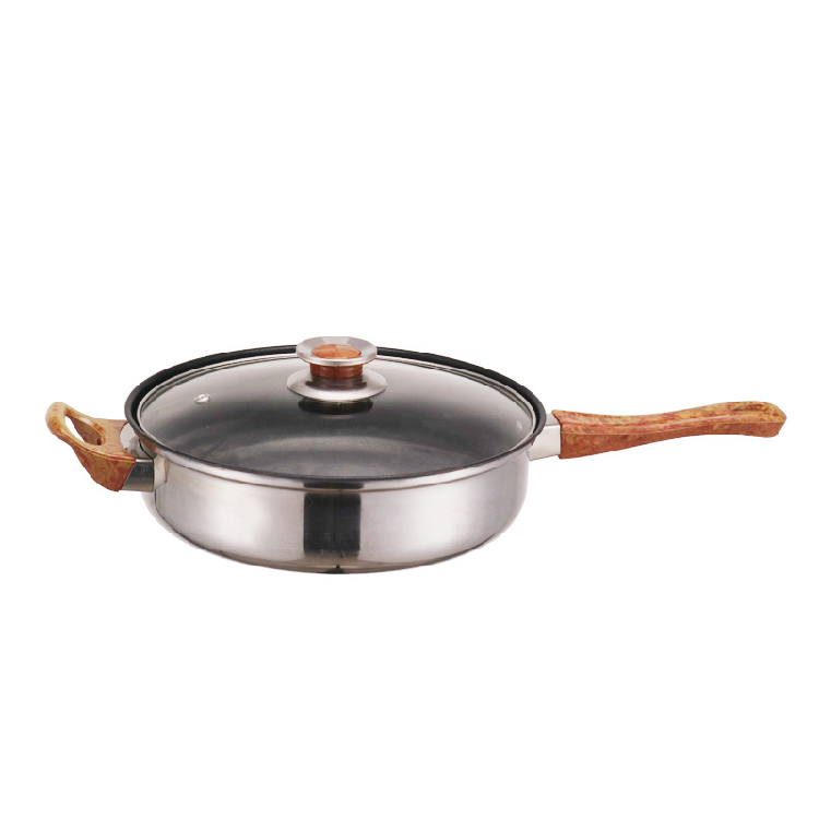 6pcs Stainless Steel Cookware Set with Wooden Handles sufuria forkitchen cookware set Including Milk Pan Soup pot Frying Pan