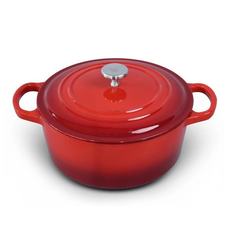 Red color enamel cast iron restaurant soup pot cookware casserole