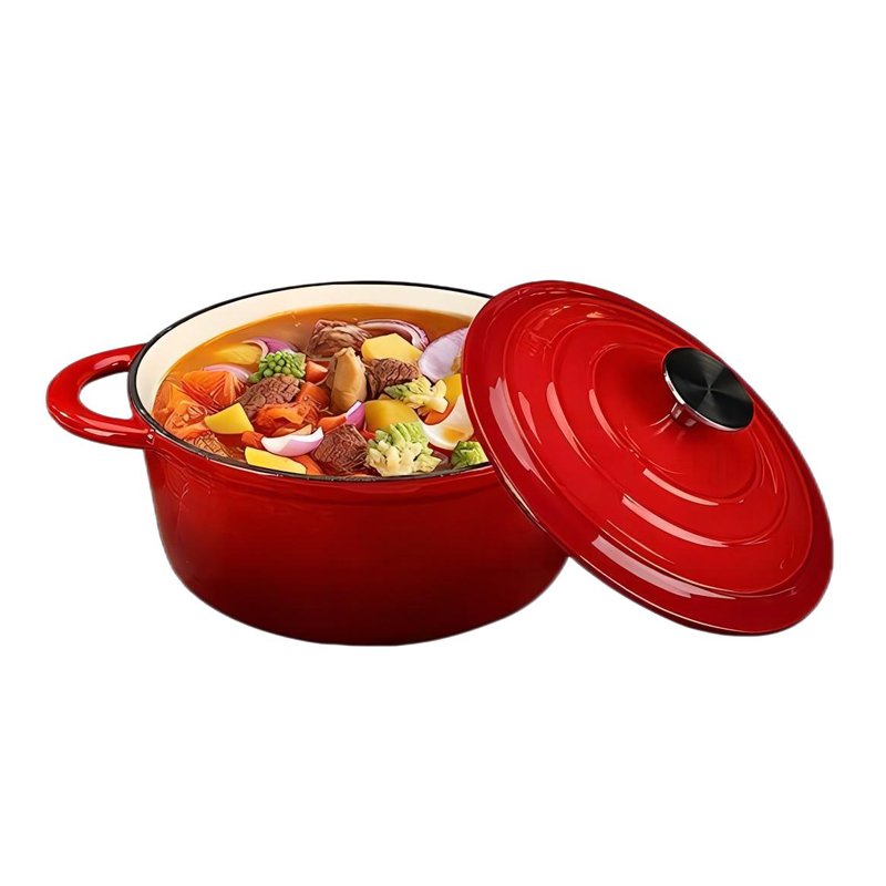 Red color enamel cast iron restaurant soup pot cookware casserole
