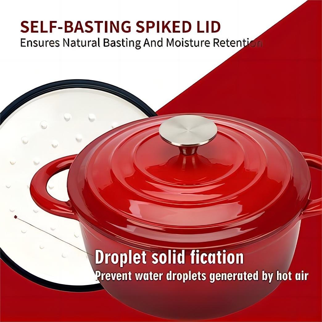 Red color enamel cast iron restaurant soup pot cookware casserole