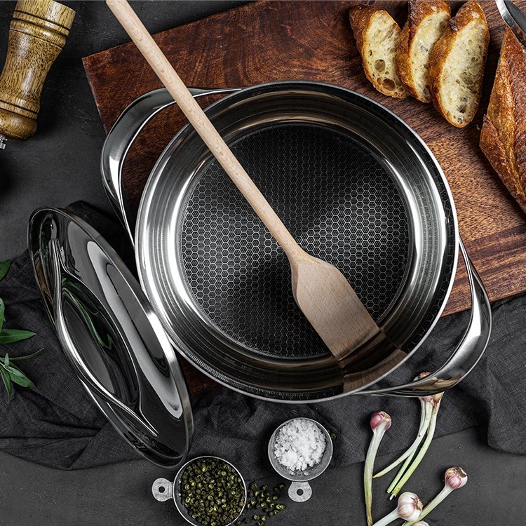 Top Quality 3ply Stainless Steel Honeycomb Casserole Saucepan Cookware Sets Non Stick Cooking Pot Set