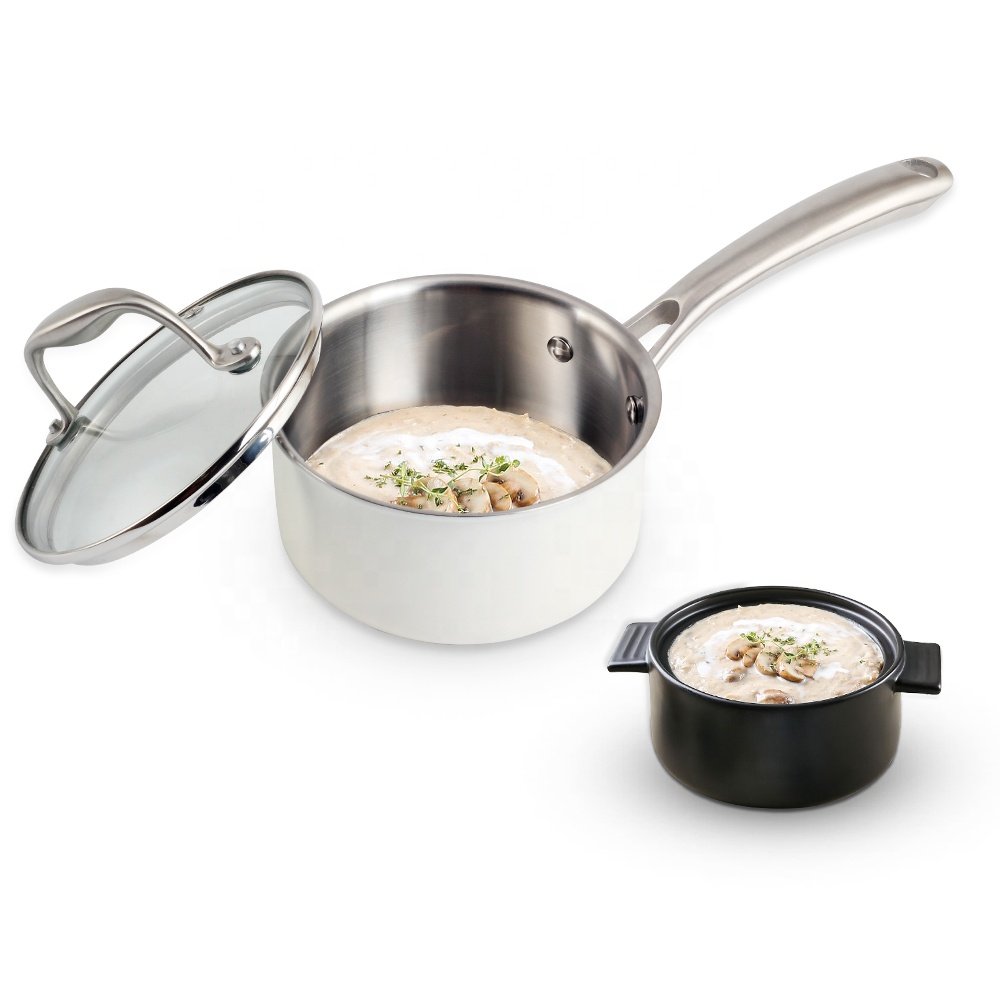 10 Piece Stainless Steel Pot and Pan Set - 3 Ply Clad - Professional Stainless Steel Cookware Set