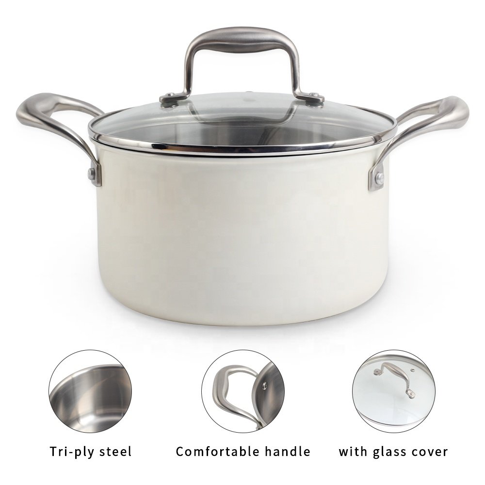 10 Piece Stainless Steel Pot and Pan Set - 3 Ply Clad - Professional Stainless Steel Cookware Set