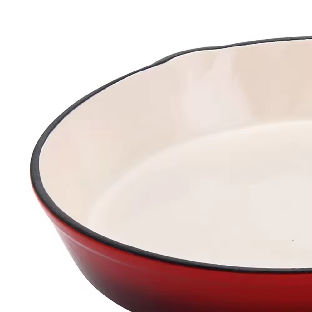 Factory Customized Wholesale 10 Inch red yellow Egg steak Fried Roasting Skillet Round Nonstick Frying Pan Enamel Cast Iron Pan