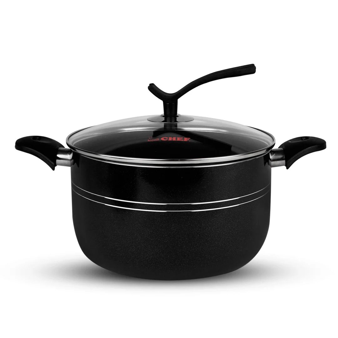 CHEF PREMIUM QUALITY NONSTICK COOKWARE SET/ -323 (15PCS) NEW MODERN DESIGN WITH EASY TO STAND LID