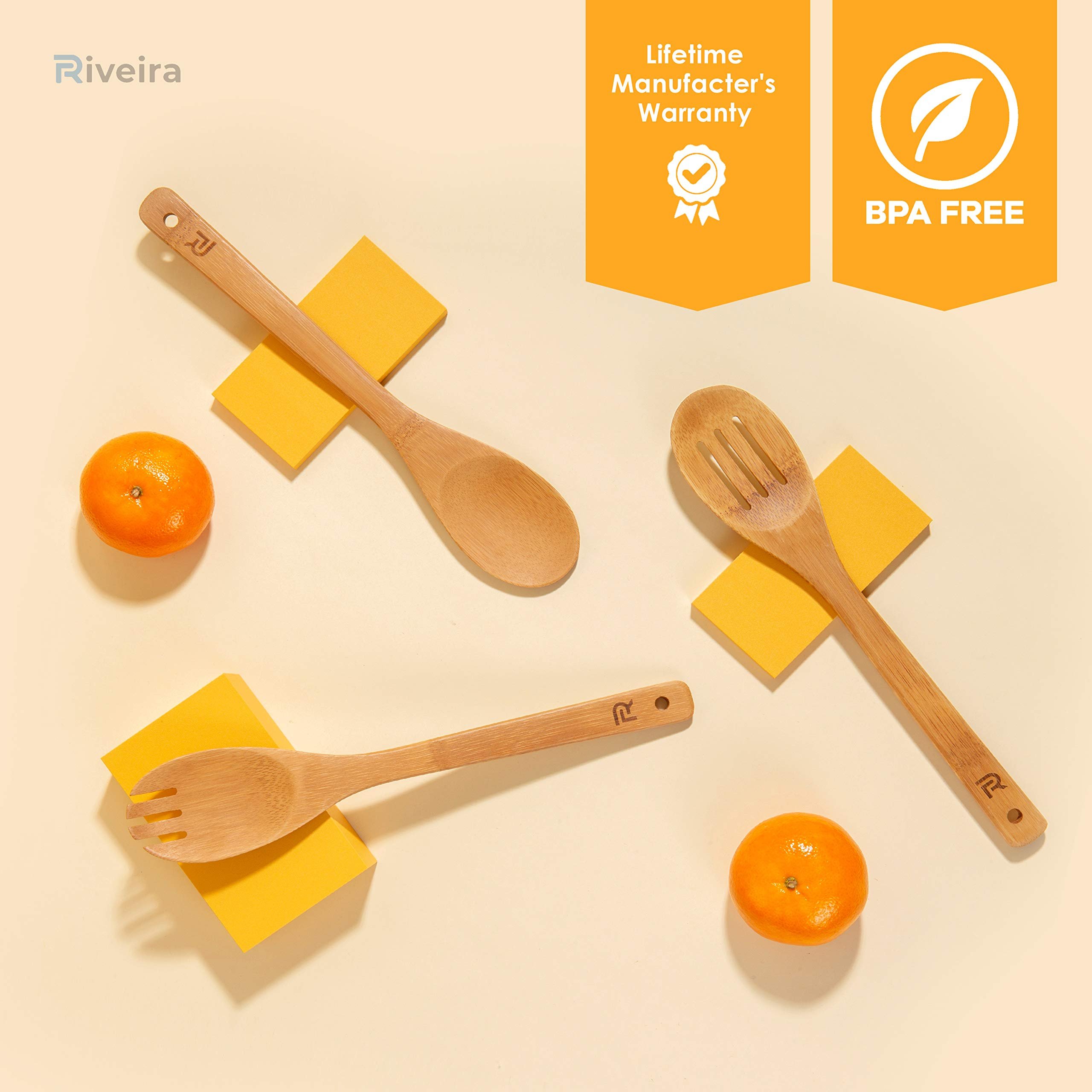 Kitchen Gadgets 6-Piece Bamboo Cooking Utensils Wooden Kitchenware Non Stick Bamboo Wooden Spatula Spoons Set for Cooking