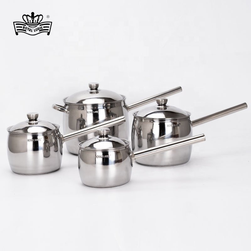Customizable 9 Pcs Stainless Steel Cookware Set Commercial Pot Set With Long Handle Restaurant Sauce Pan Frying Pan Kitchenware