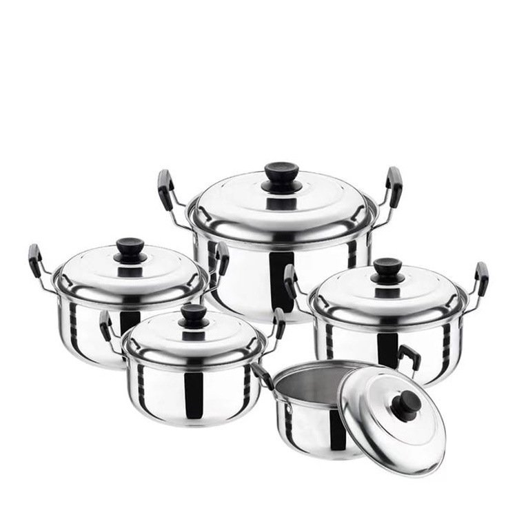 Sustainable Stainless Steel American High Pot Luxury Design Five Sets Two Ears Soup Pot Ten Sets Export Pot Gifts Foreign Trade