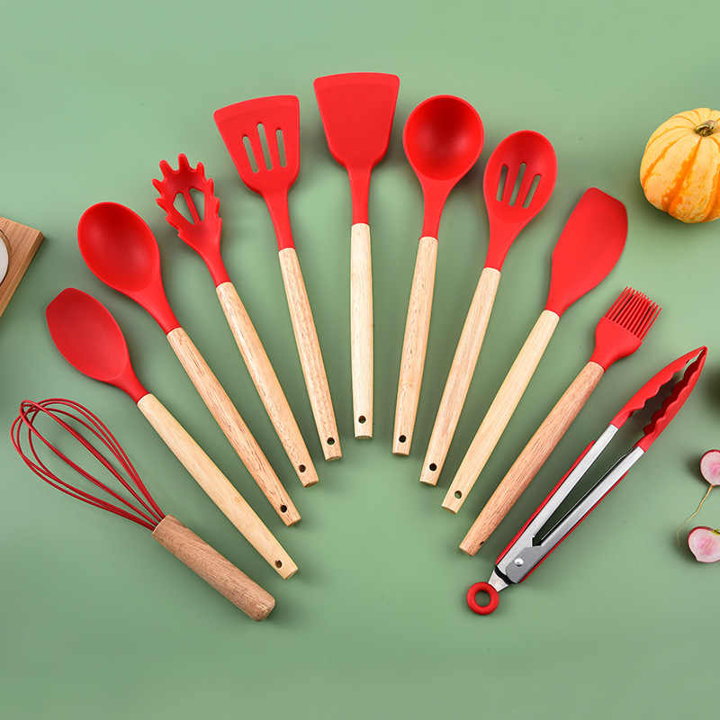 Wholesales Food Grade 12pcs Utensil Cookware Sets Silicone Kitchen Tool Cooking Utensils Kitchen Utensil Set
