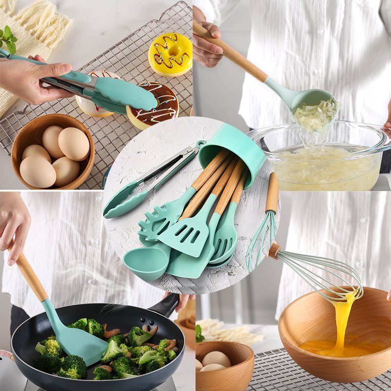 Wholesales Food Grade 12pcs Utensil Cookware Sets Silicone Kitchen Tool Cooking Utensils Kitchen Utensil Set