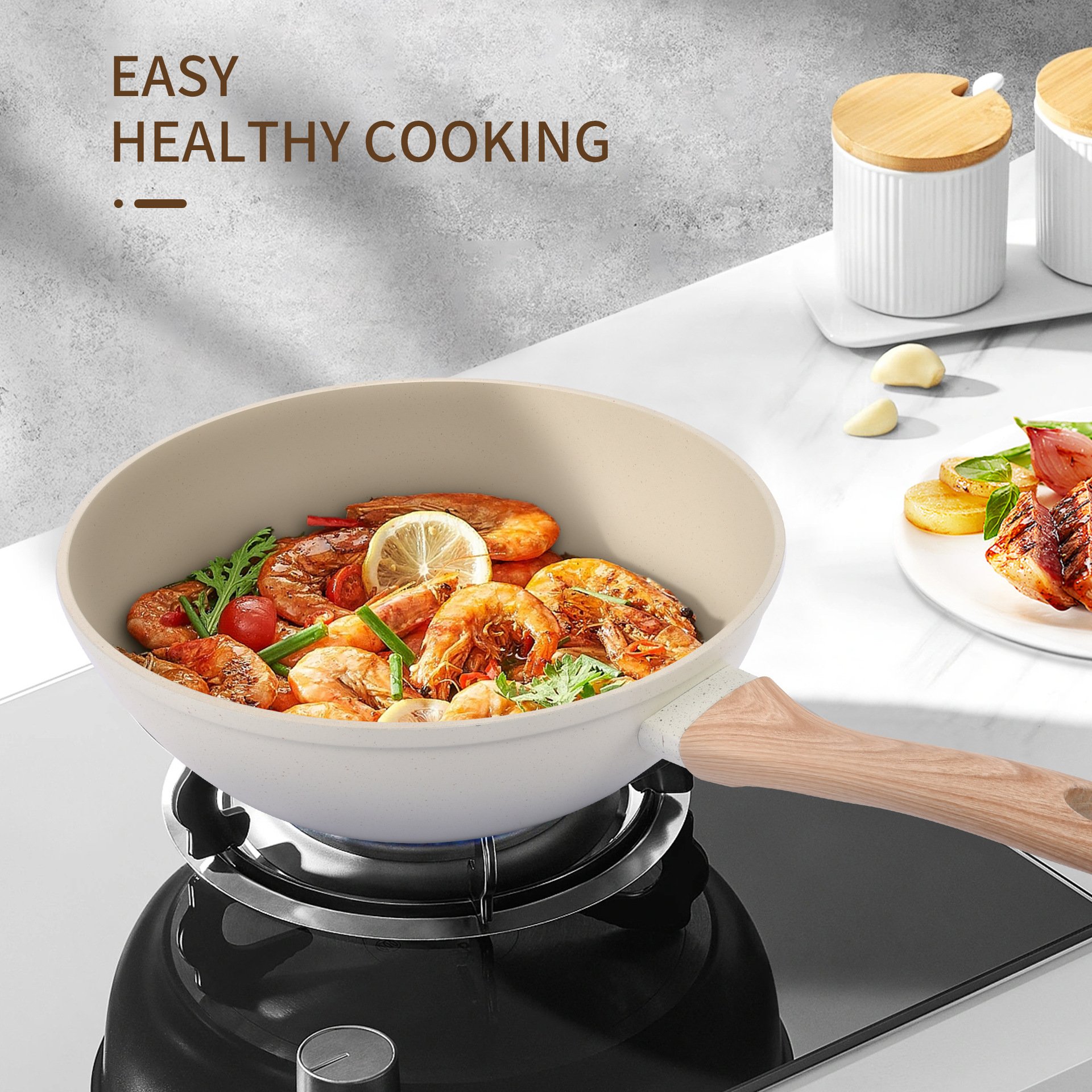 Agent Purchasing Kitchen Hot Selling 12 pieces Non Stick Cookware Set Casseroles Soup Pots Forged Granite Pan Cookware Set