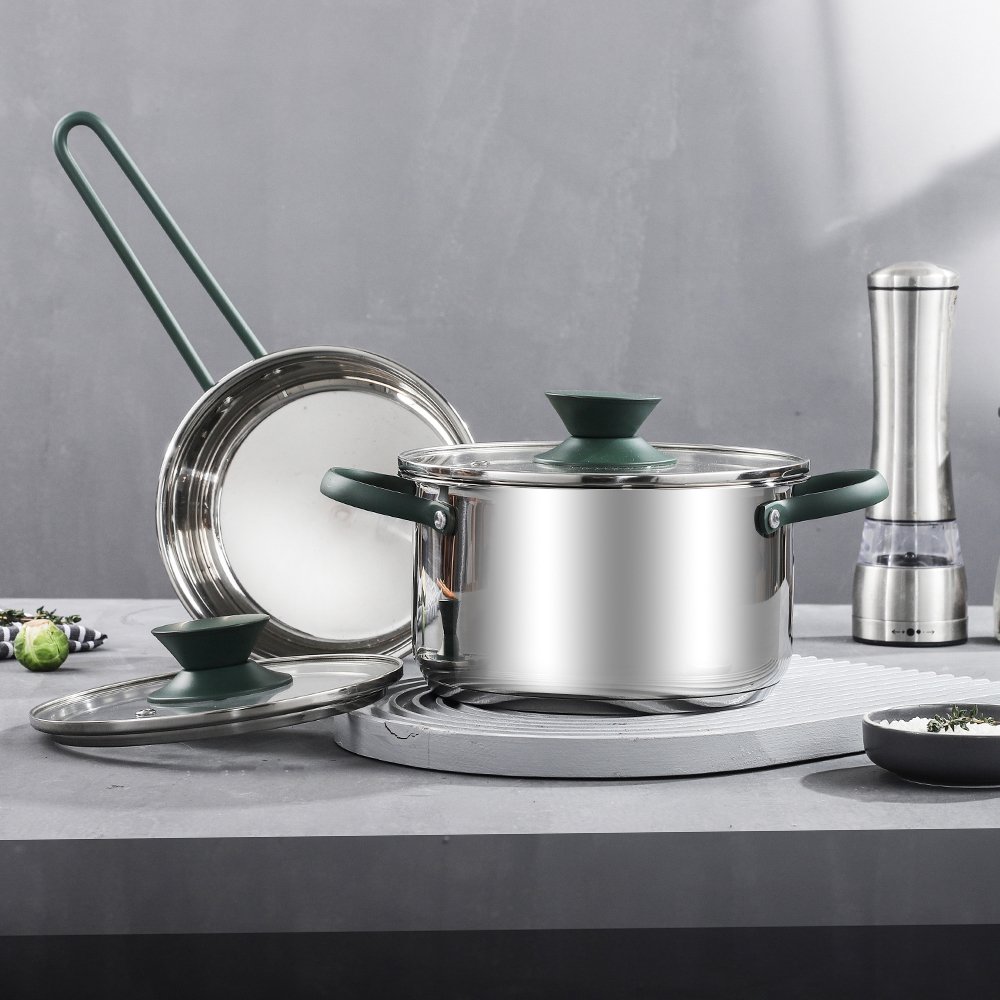 FTS cooking pot household utensils stainless steel kitchen luxury high nonstick quality for non stick direct fire cookware sets