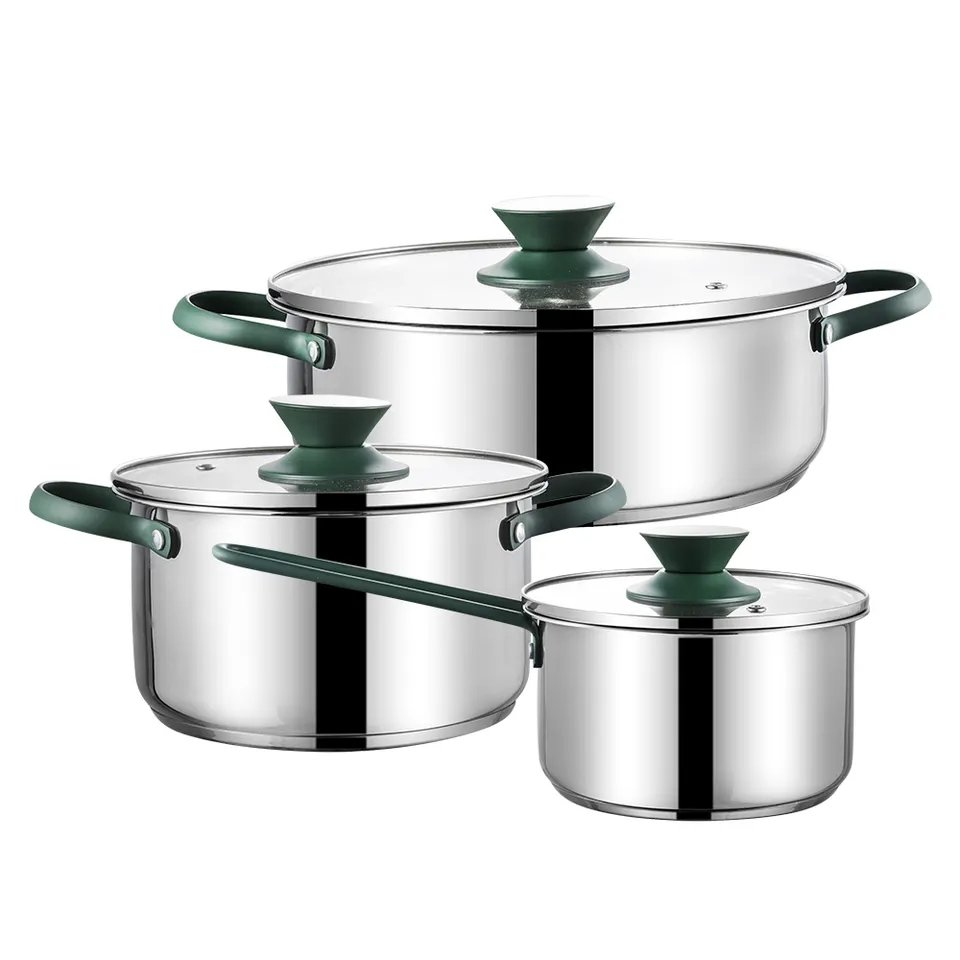 FTS cooking pot household utensils stainless steel kitchen luxury high nonstick quality for non stick direct fire cookware sets