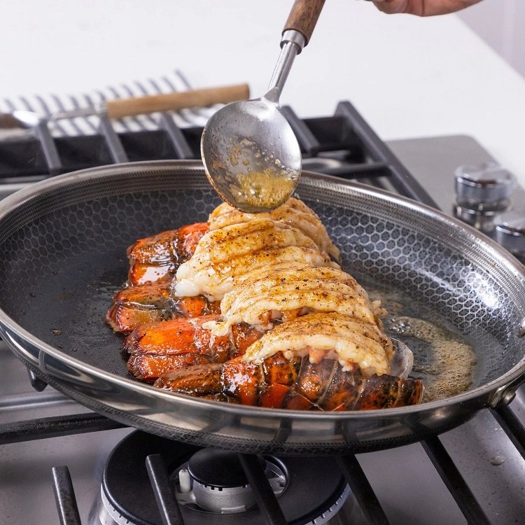 7 Pcs Stainless Steel Fry Pans Cookware Sets Kitchen Cooking Honeycomb Nonstick Pizza Pans