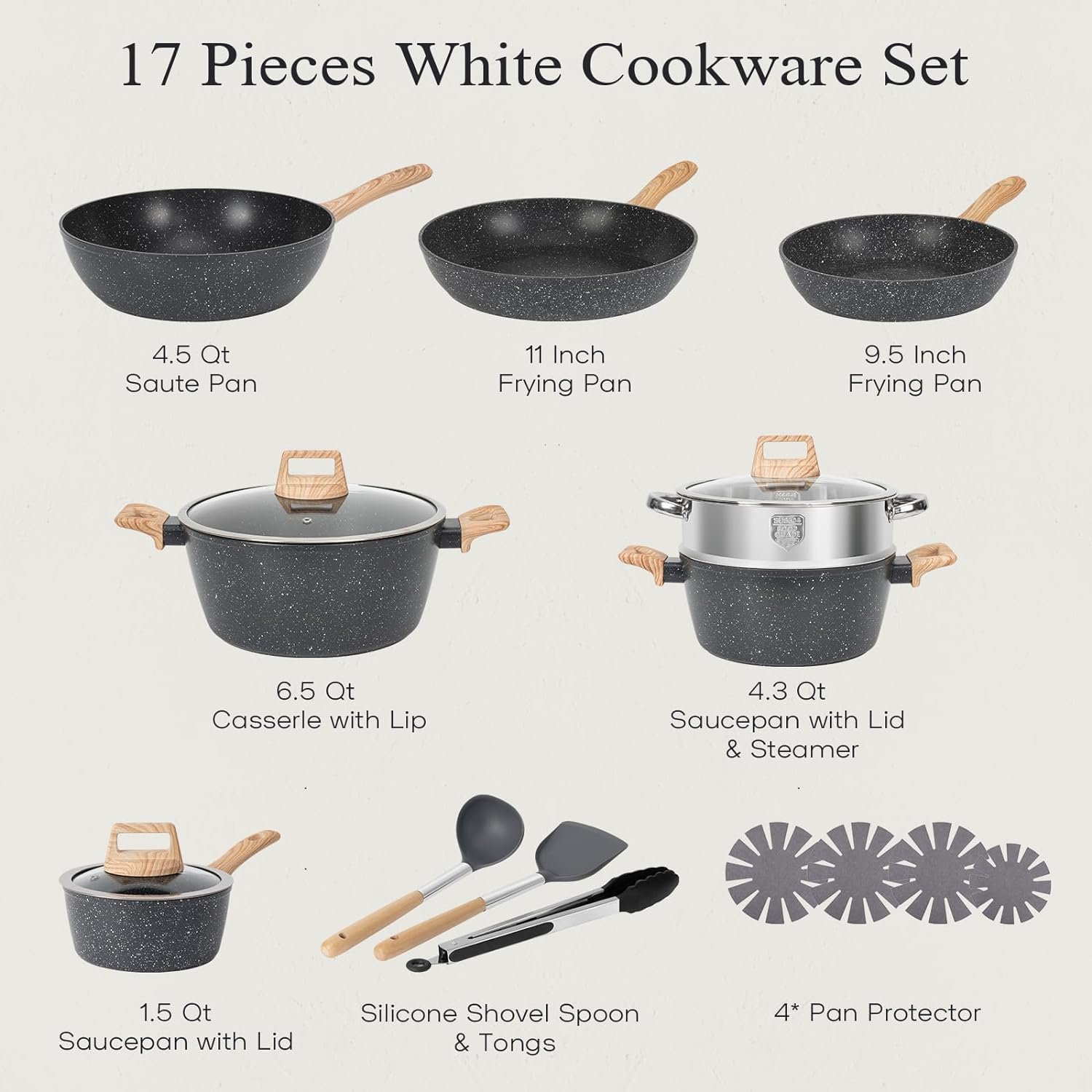 Can Kitchen Cooking Pot Cookware Set Non Stick Suppliers Double Granite Coated Cookware Set