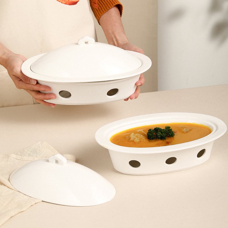 Ceramic Cooking Pots Kitchen Soup Food Warmer Cookware Sets Home Hot Pot White Casseroles With Lid