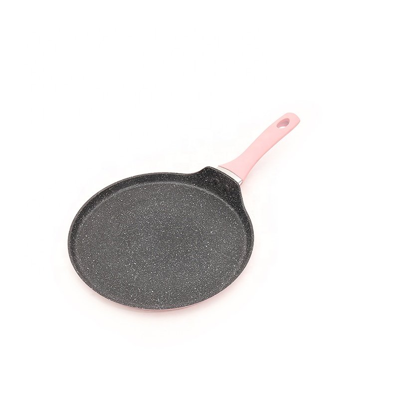 Health and safe kitchen tool aluminum forged marble coated cookware set with pink color