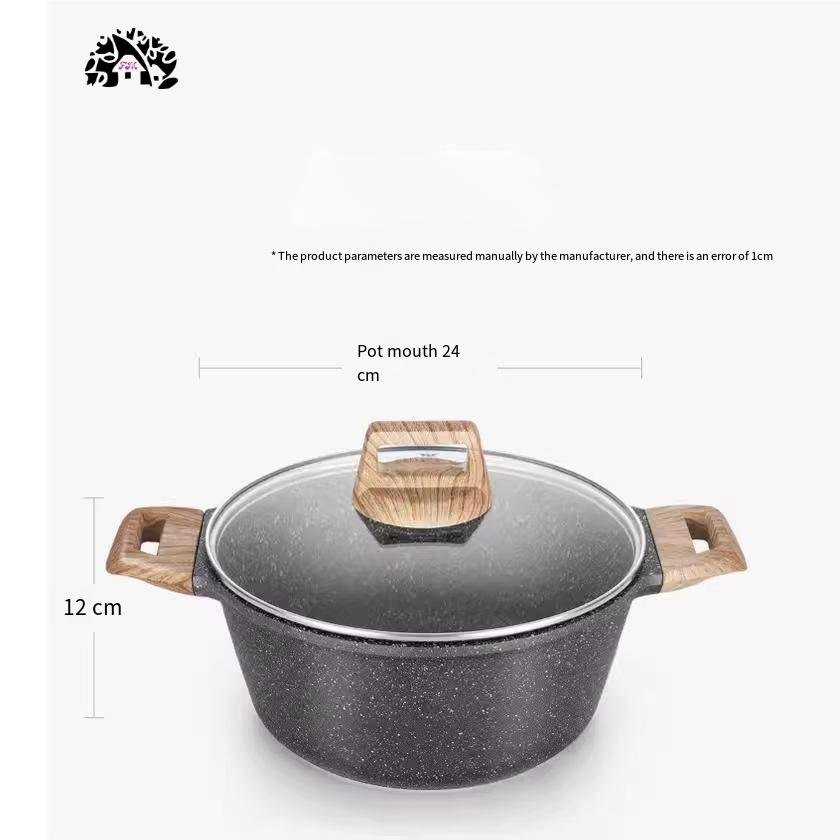 Medical stone non-stick pot thickened large capacity 4L double bottom stockpot household digester pot stew pot cooking porridge
