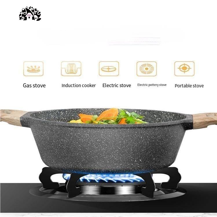 Medical stone non-stick pot thickened large capacity 4L double bottom stockpot household digester pot stew pot cooking porridge