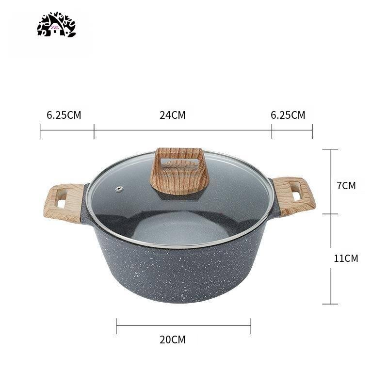 Medical stone non-stick pot thickened large capacity 4L double bottom stockpot household digester pot stew pot cooking porridge