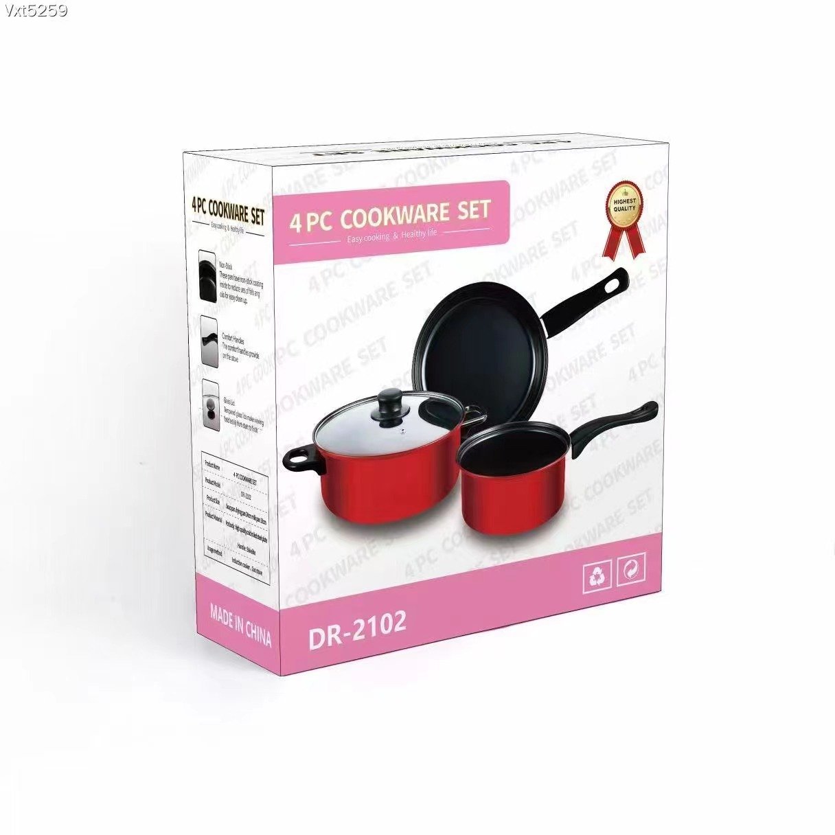 Non-Stick Inner Ceramic Coating 4pcs Detachable Handle Cookware Set Europe Steaming Soup Pot Casserole