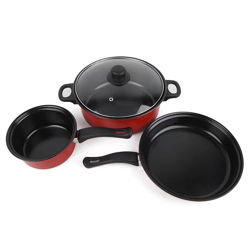 Non-Stick Inner Ceramic Coating 4pcs Detachable Handle Cookware Set Europe Steaming Soup Pot Casserole