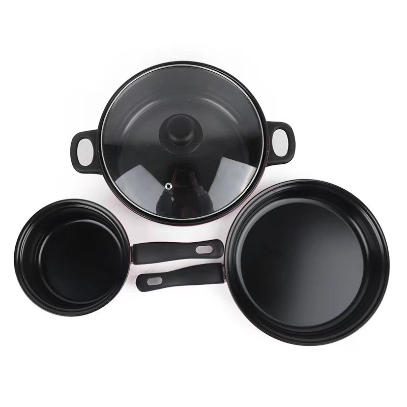 Non-Stick Inner Ceramic Coating 4pcs Detachable Handle Cookware Set Europe Steaming Soup Pot Casserole