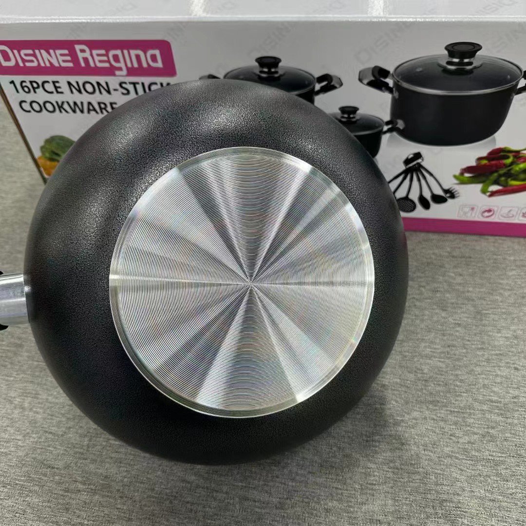 Non-Stick Coating Cooking Surface 16 pieces Soup Pot New Arrival Home Use Aluminium Alloy Panelas Cookware Set