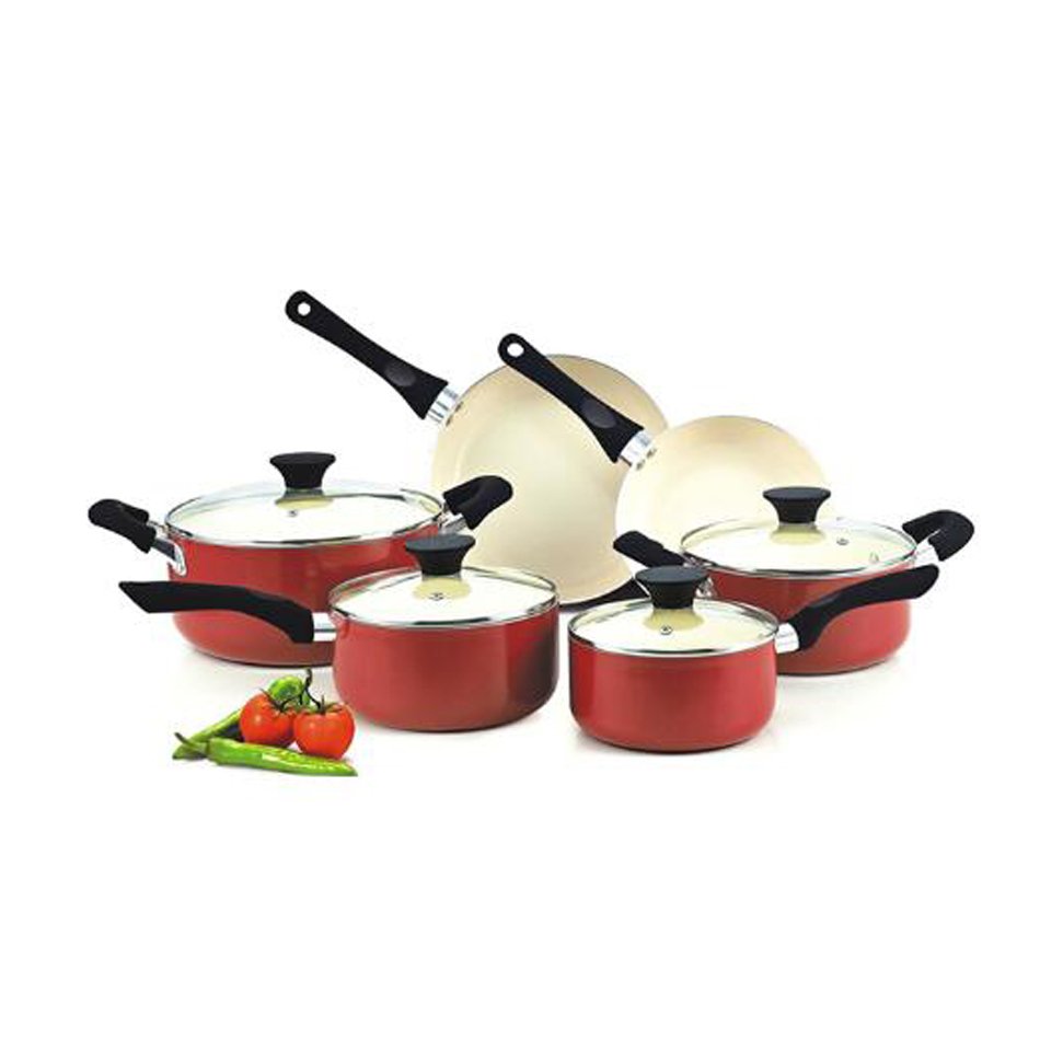 10PCS hot sale green cookware sets ceramic coating fry pan saucepan saucepot combo high quality Cookware Set factorygift sets