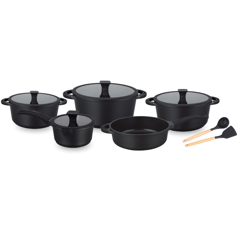 UCCLIFE OEM 11pcs Cookware Set Die Cast Casserole With Silicone Lid