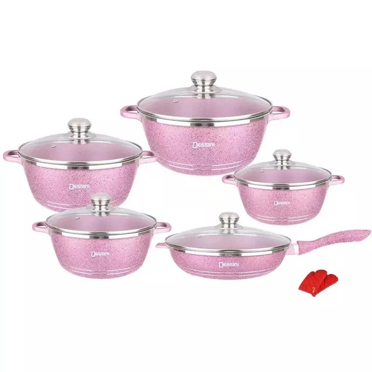Dessini 12pcs cookware sets casserole set marble coating pan and pot set