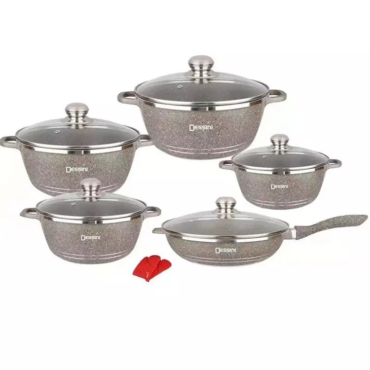 Dessini 12pcs cookware sets casserole set marble coating pan and pot set