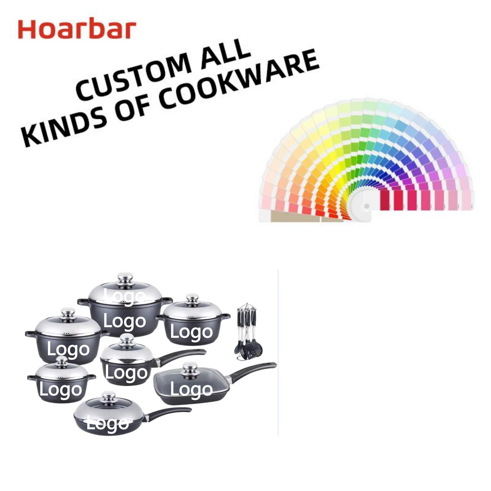 21PCS wholesale big commercial kitchen pan /aluminum alloy nonstick cookware sets /induction die cast cooking soup pots set