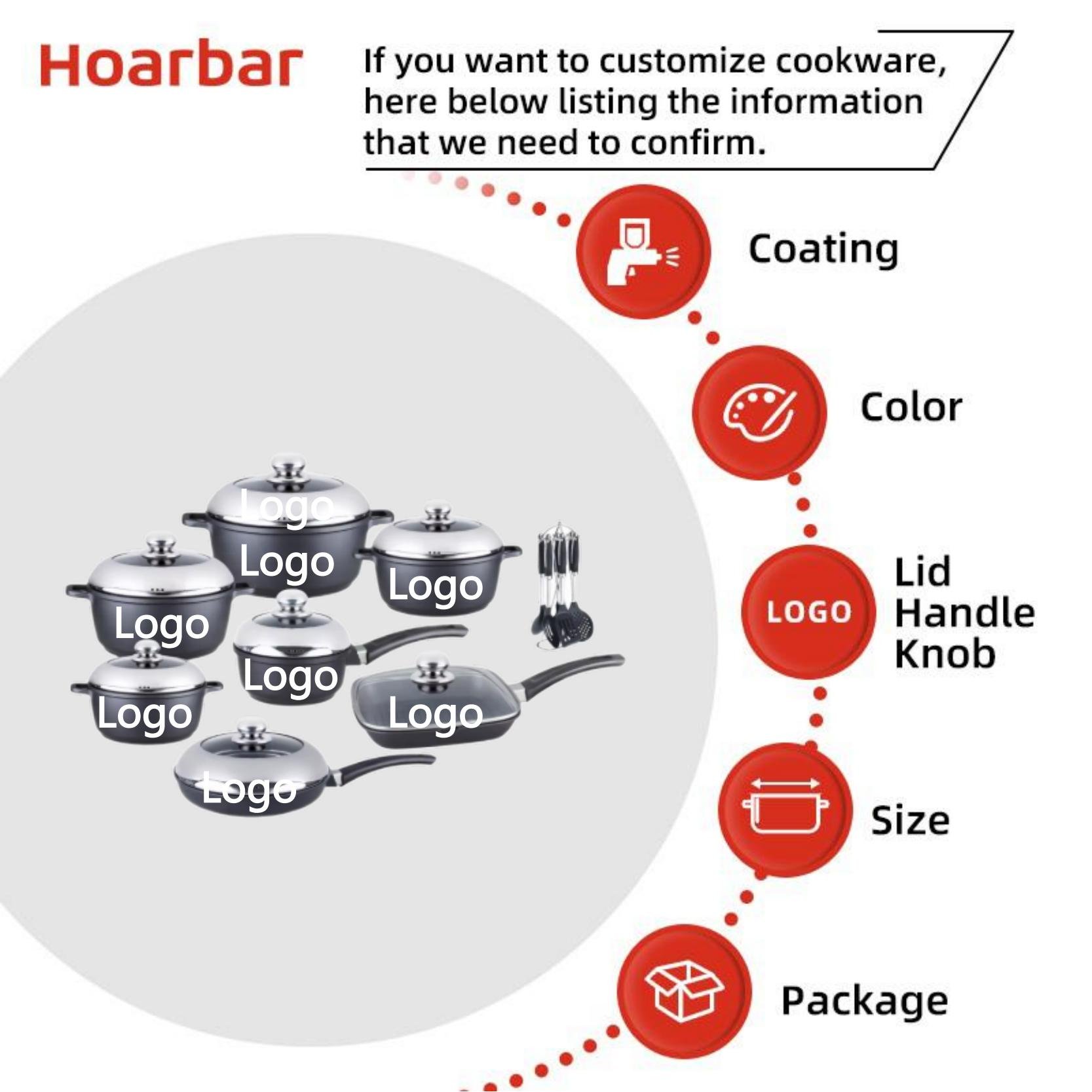 21PCS wholesale big commercial kitchen pan /aluminum alloy nonstick cookware sets /induction die cast cooking soup pots set