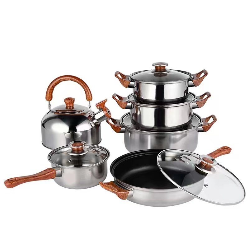 Factory Directly Stainless Steel Soup Pot Walter Kettles Cookware Sets Color Painted Pot Set With Kettle Kitchen Set