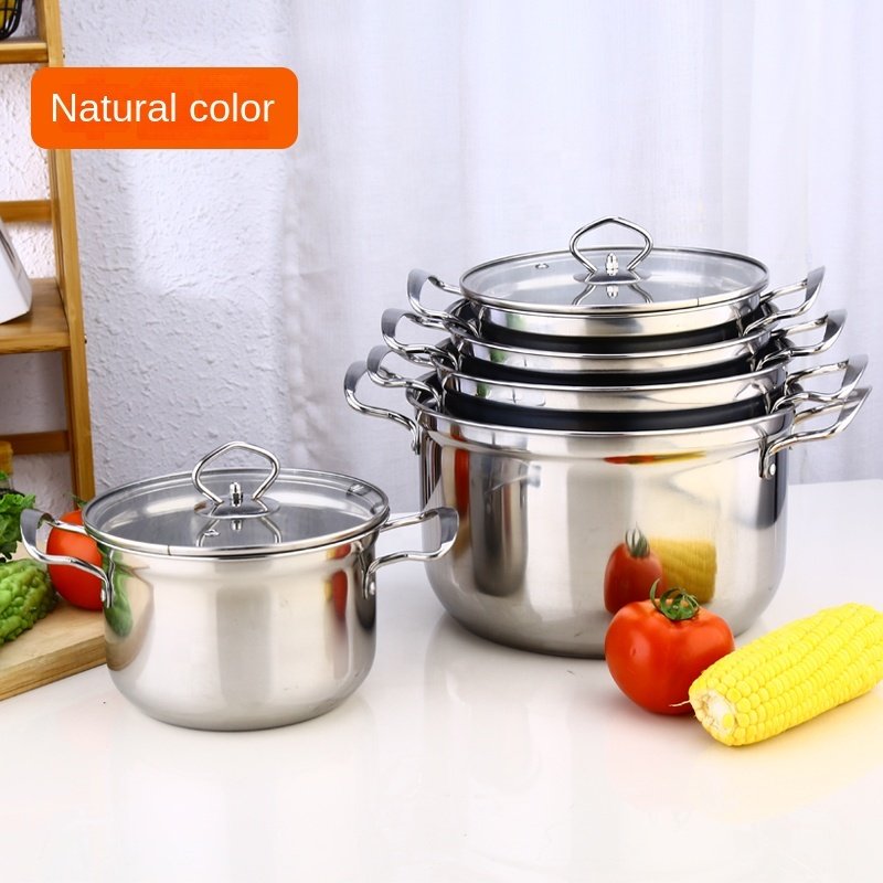 Factory Sale kitchen accessories 10 pieces cooking set stainless steel pots and pans cookware set Kitchen With Glass Lid