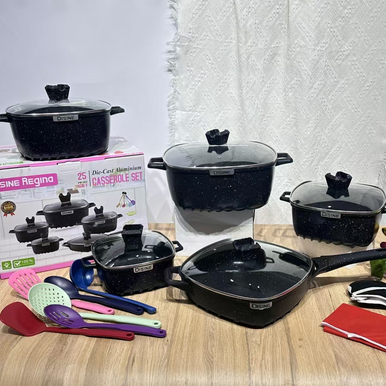 25 Pcs/Set Kitchen Nonstick Cookware Pots And Pans Set Multi-usage Aluminium sets