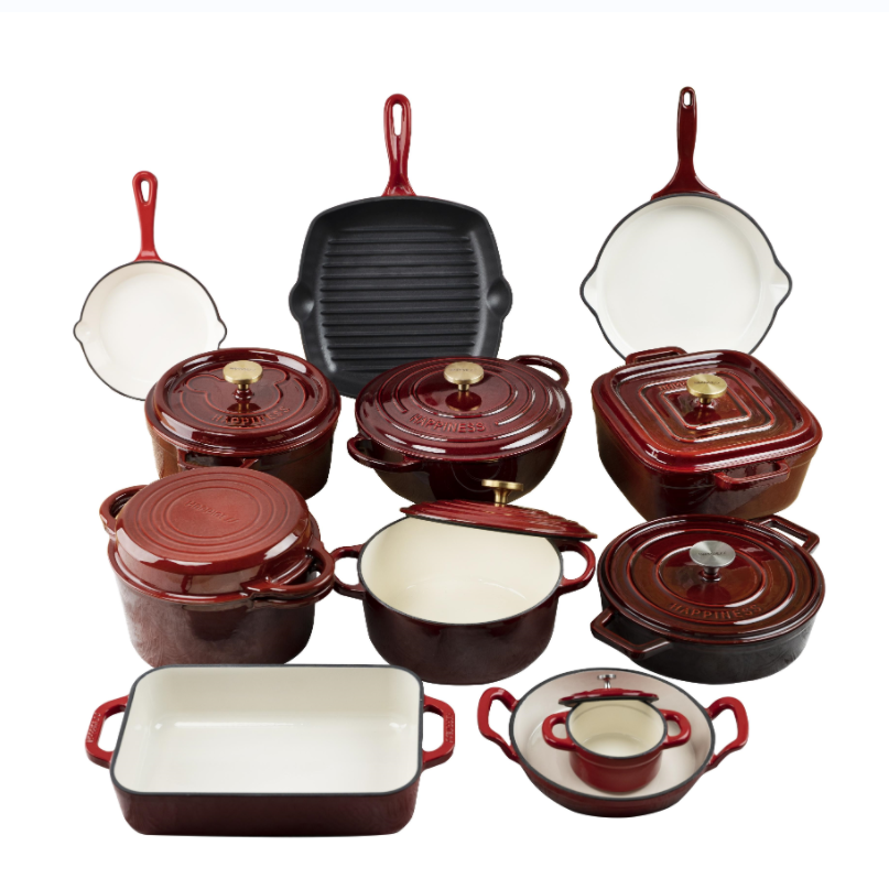 Non-stick Wholesale Factory Colorful Pots and Pans Enamel Cast Iron Casserole Pot Kitchen Casseroles Cookware Set