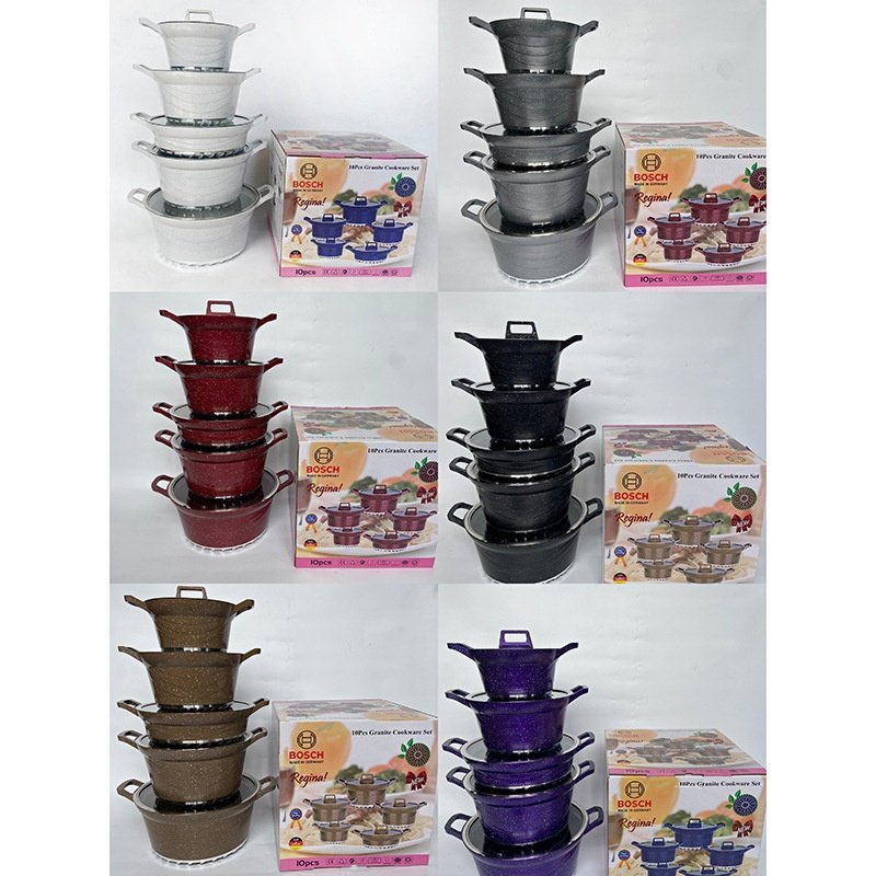 Cooking Casseroles 10 pieces Regina cookware set New Chinese Style Granite non-stick pots