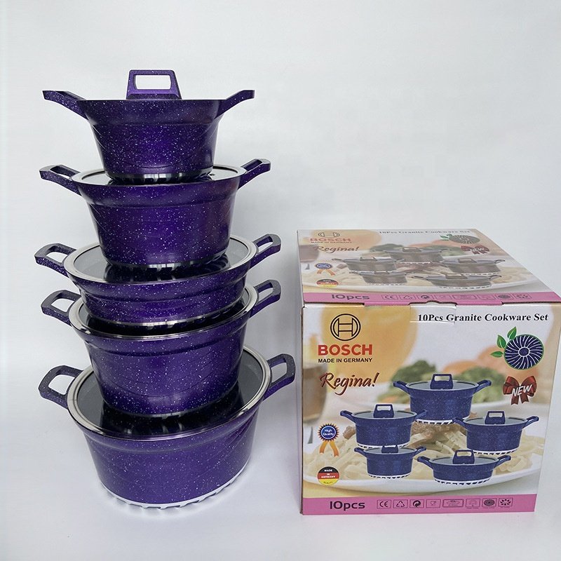 Cooking Casseroles 10 pieces Regina cookware set New Chinese Style Granite non-stick pots