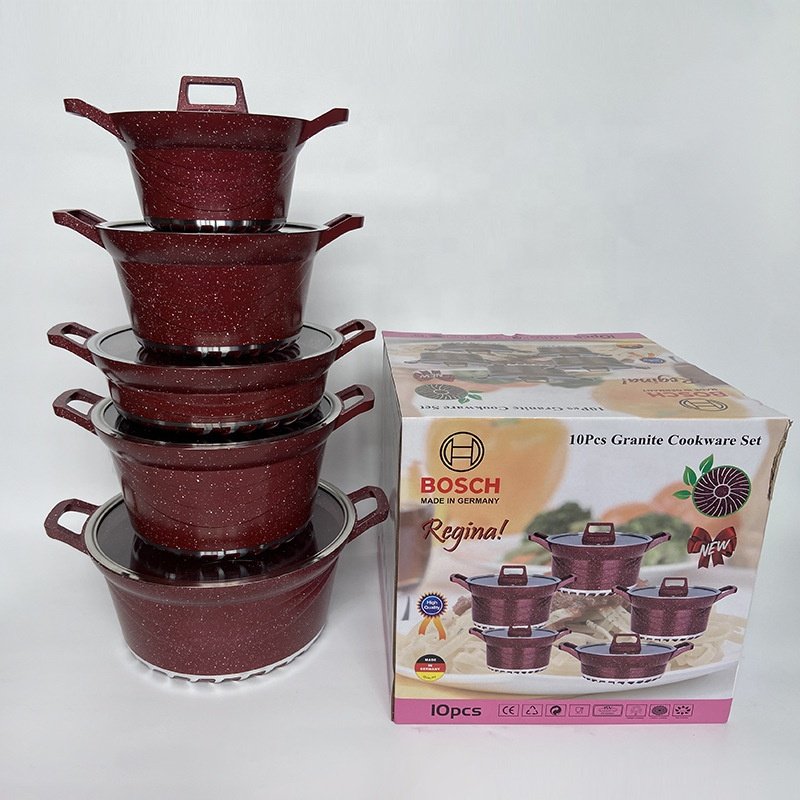 Cooking Casseroles 10 pieces Regina cookware set New Chinese Style Granite non-stick pots