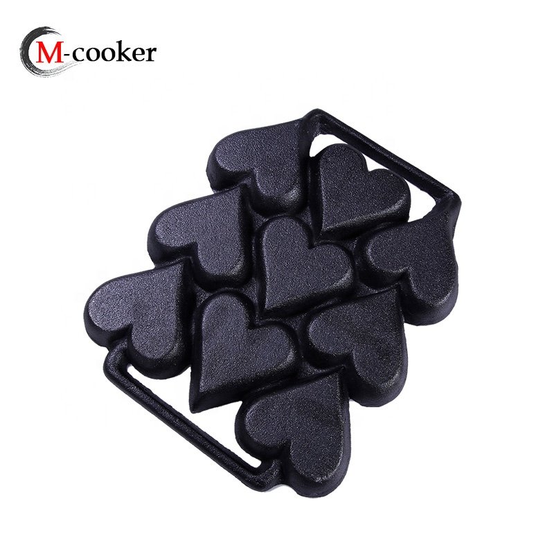 Cast Iron pre-seasoned Egg Pan heart shape holes Breakfast Pan Frying Pan