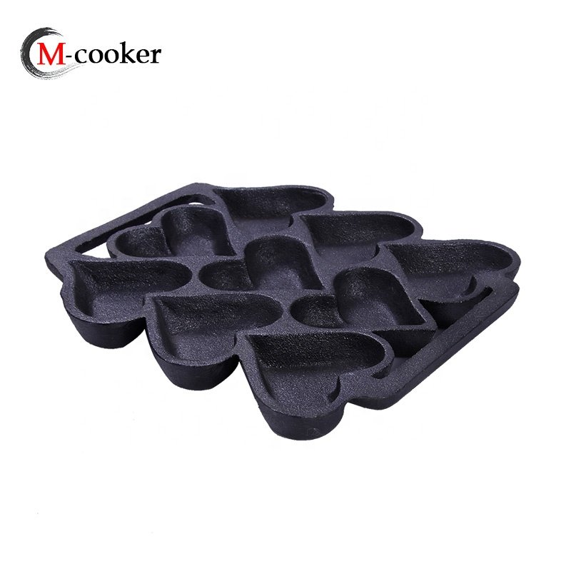 Cast Iron pre-seasoned Egg Pan heart shape holes Breakfast Pan Frying Pan