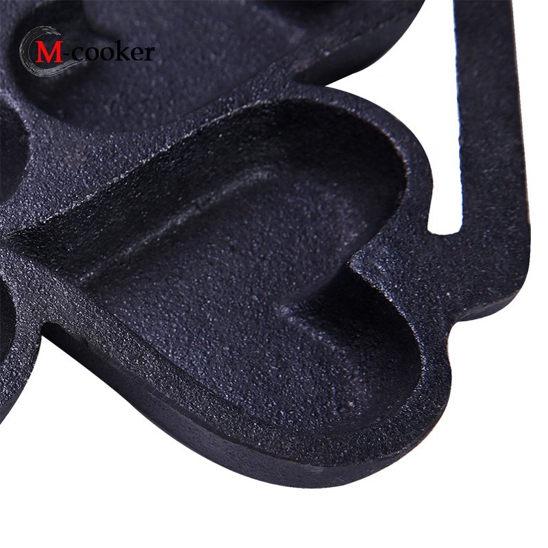 Cast Iron pre-seasoned Egg Pan heart shape holes Breakfast Pan Frying Pan