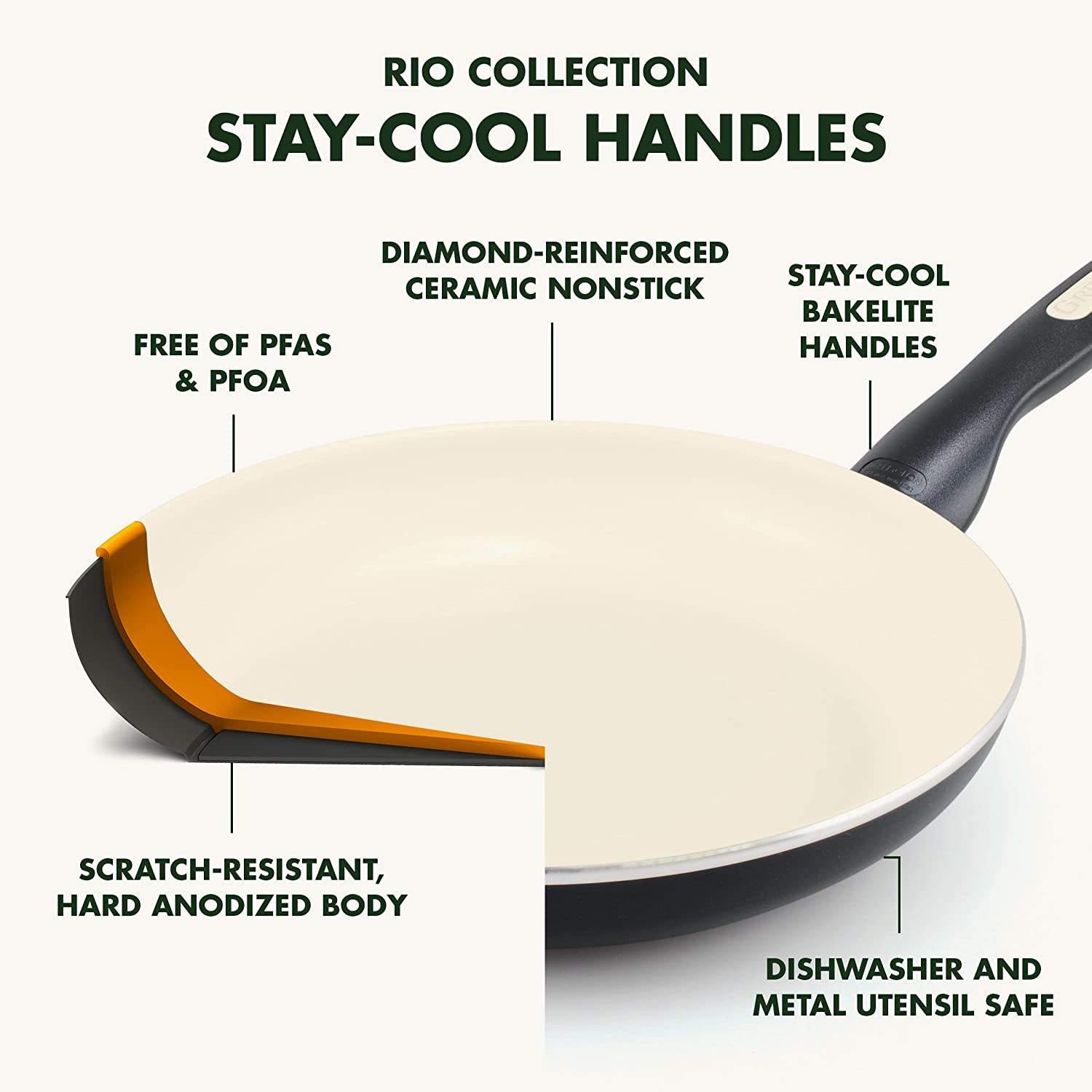 hot selling High Quality Healthy Ceramic Nonstick 16 Piece Cookware Pots and Pans Set, PFAS-Free, Dishwasher Safe, Black