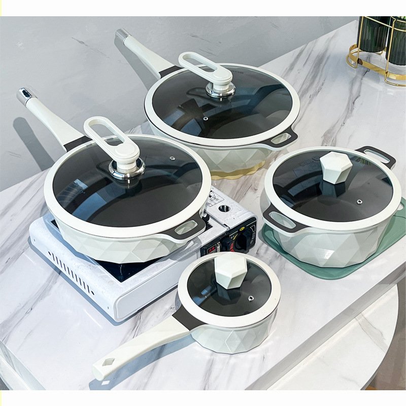 2024 New Products Factory Kitchen Non-stick Fry Pan Nonstick Wok and Pot Cooking Wok Aluminium Alloy Cookware Set