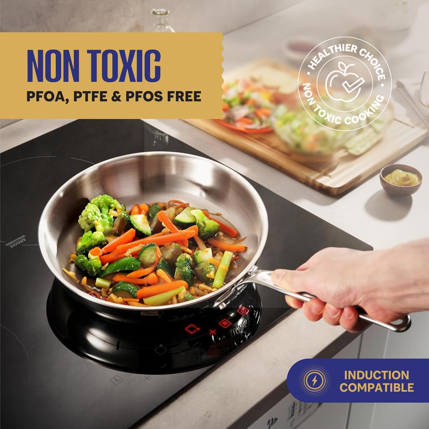 15-Piece Non-Toxic Best Stainless Steel Pots and Pans Professional Quality Kitchen Cookware