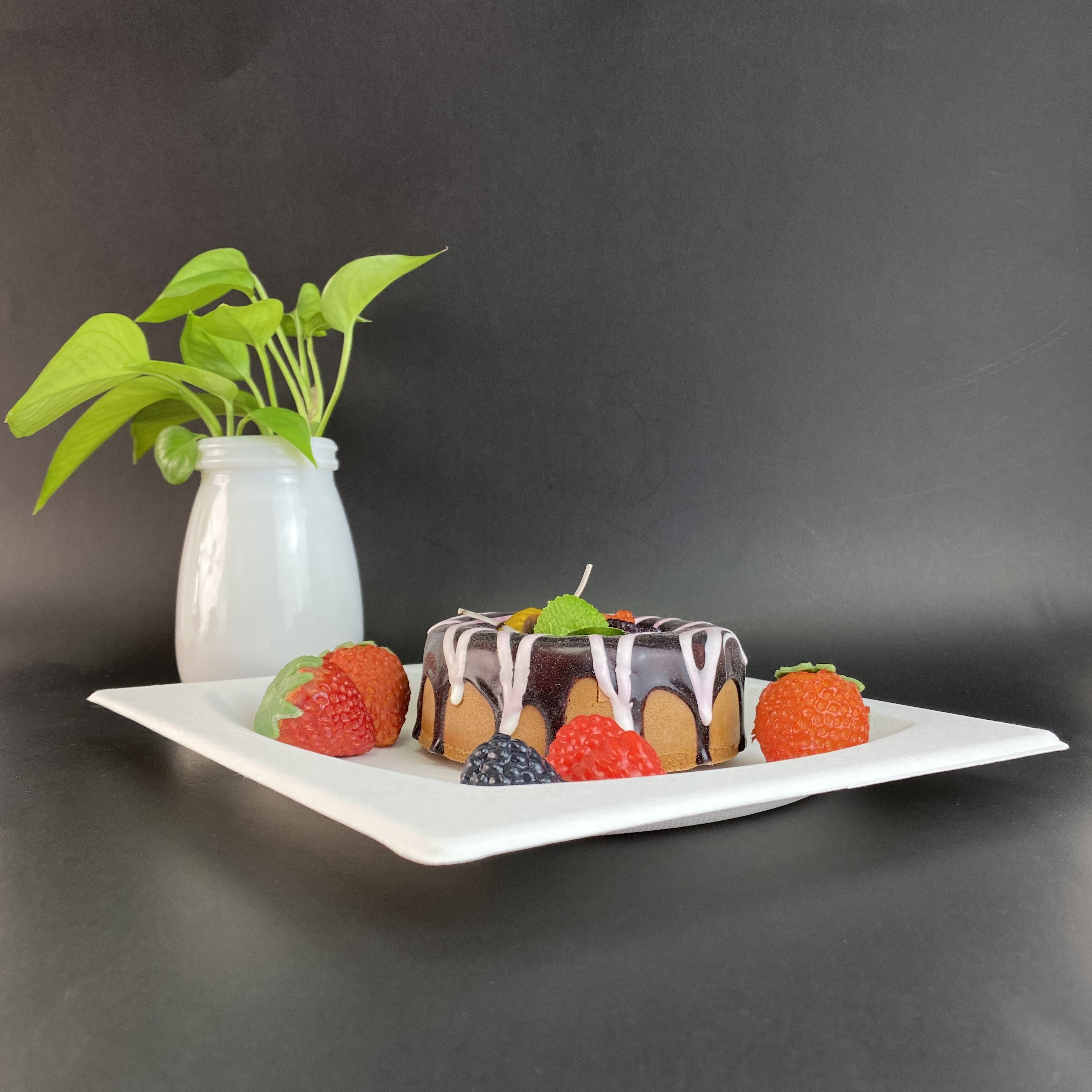 Custom Manufacturer Custom Disposable White Color Biodegradable Sugarcane Bagasse Square Plate Cookware Sets