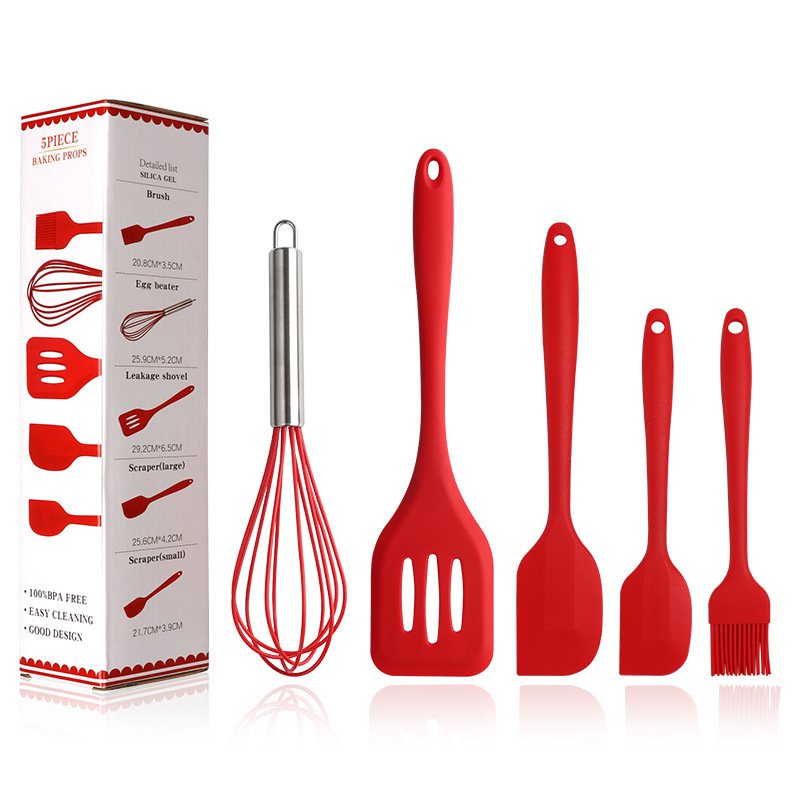 Modern Design Upgrade 5-Piece Silicone Kitchen Accessories New Sustainable Cooking Utensil Set In-1 Kitchen Cookware Set Food