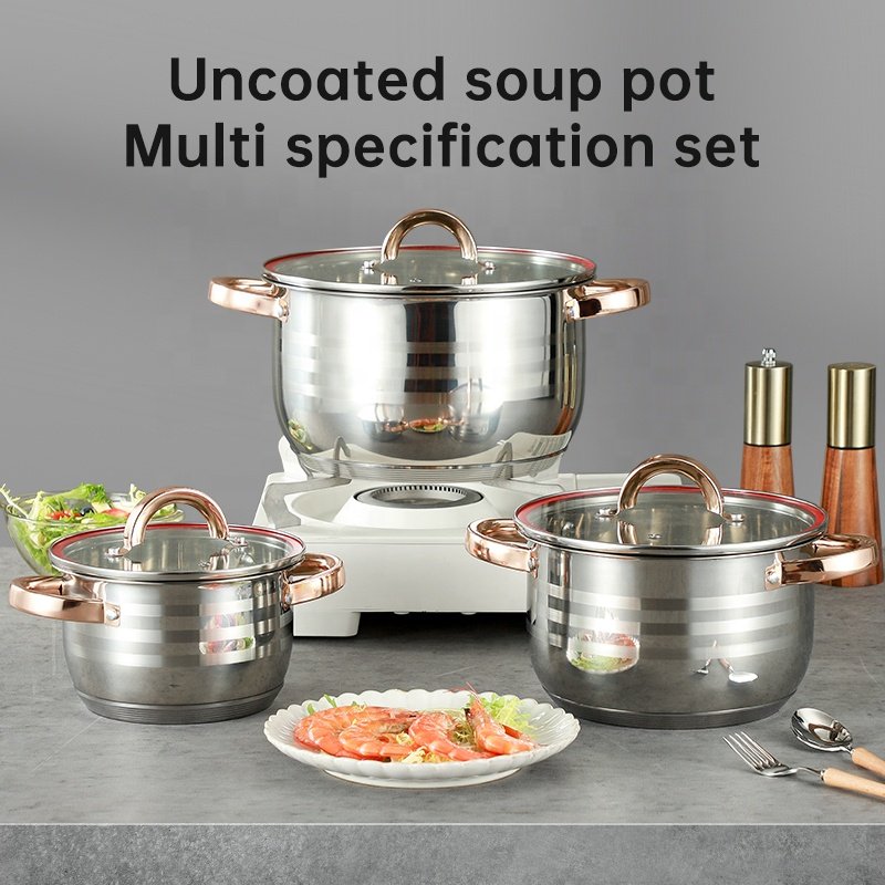 Wholesale 6Pcs Cooking Pot Set Stainless Steel Modern Soup Stock Pots Large Capacity Cookware Set